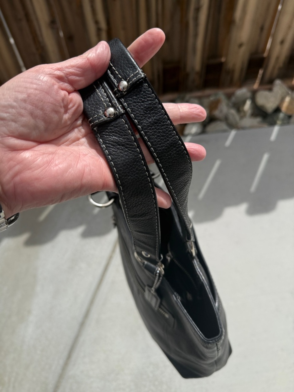 Coach Black Leather Shoulder Tote with Silver Hardware - Picture 14 of 16